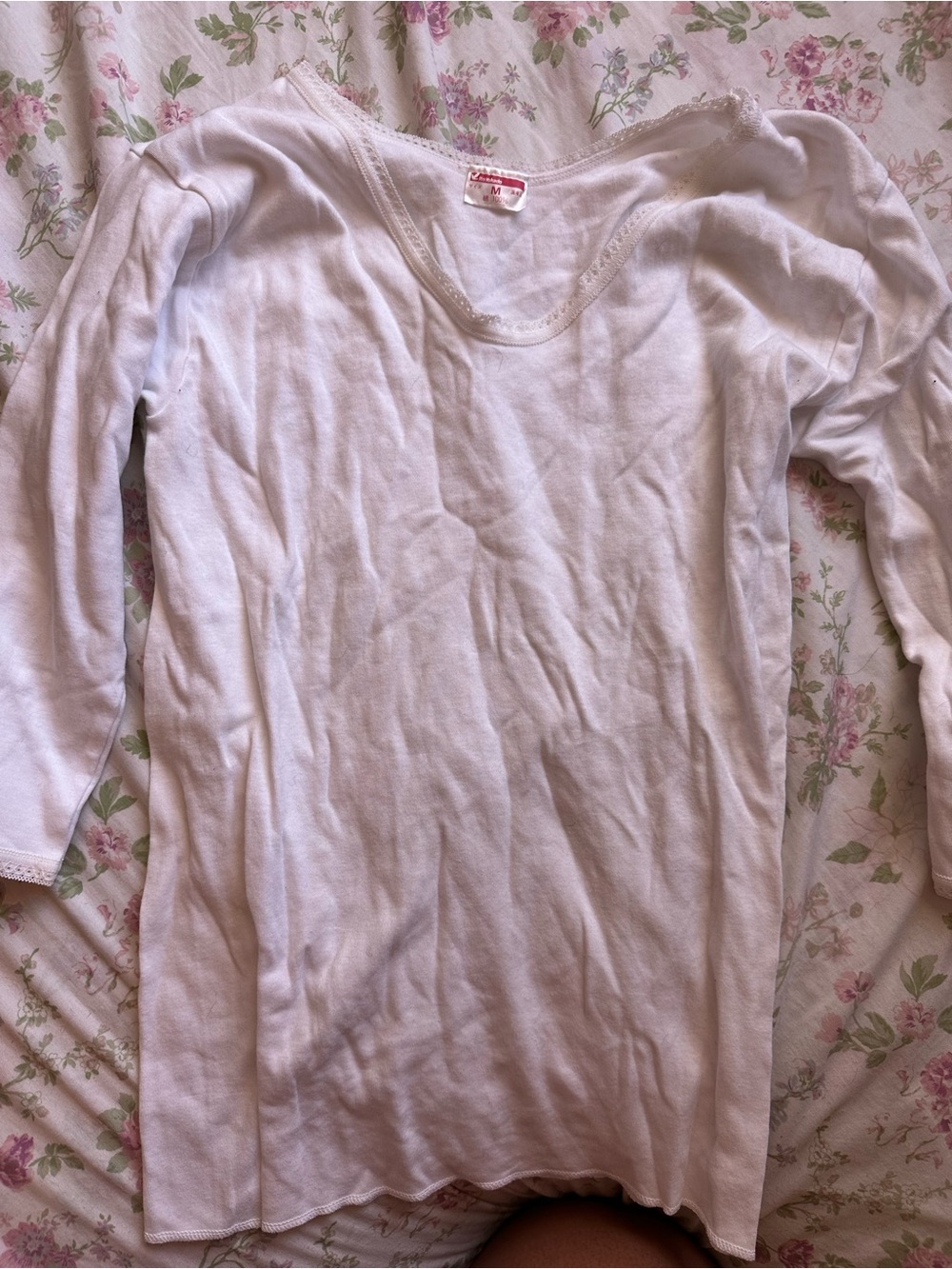 white mid sleeve top